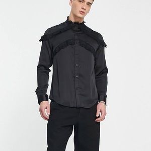 ASOS Design Satin Shirt w/ Lace Trim (Size M) Brand New